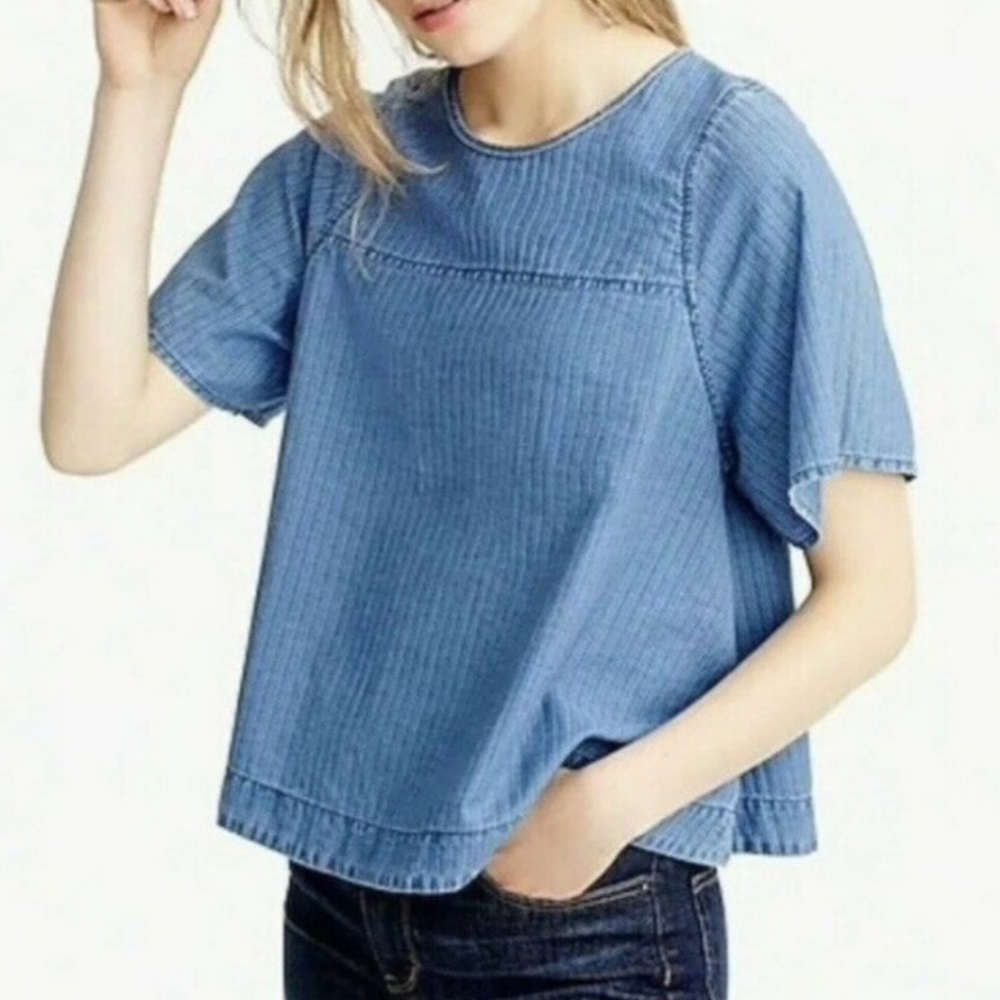 J.CREW Swing Slouchy Blouse‎ Blue Top S - Picture 7 of 9